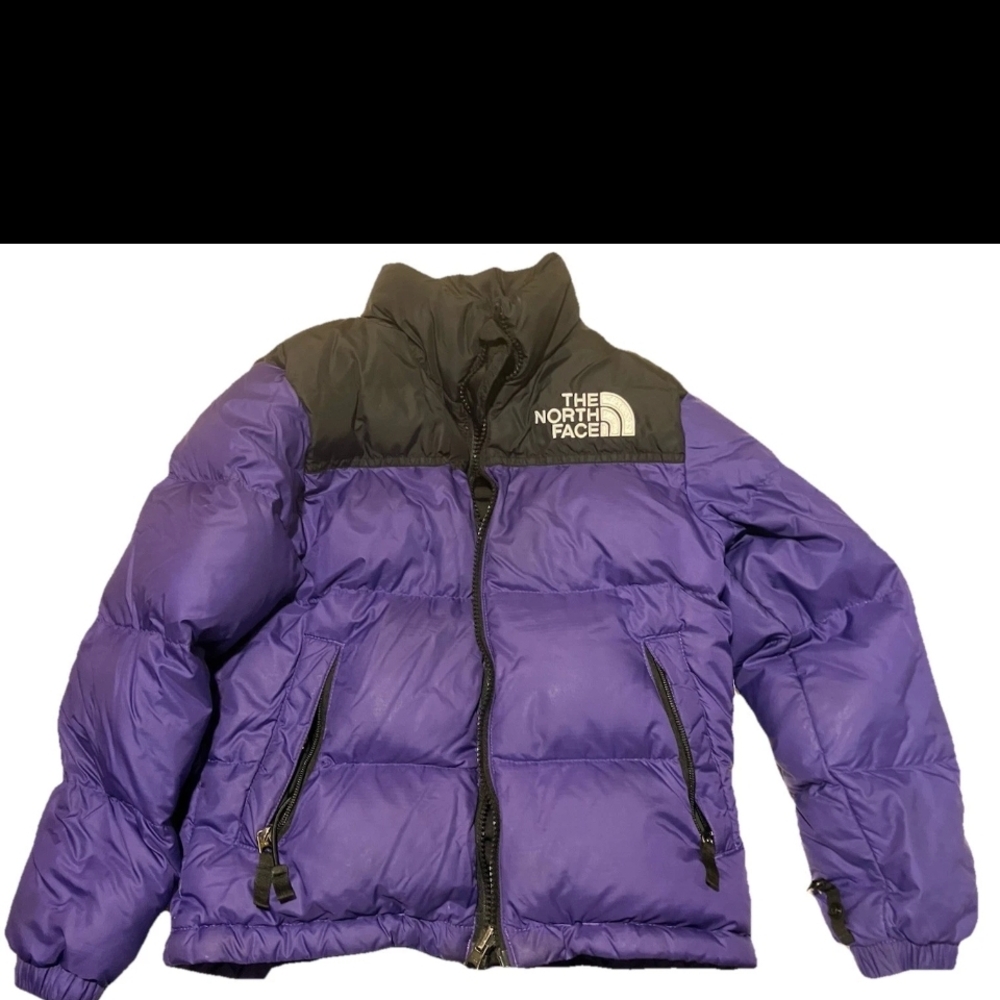 The North Face Purple & Black Nuptse Kids Puffer Unisex Jacket Size S (7/8)